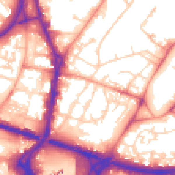 Daytime road noise heatmap for LS9 7DZ