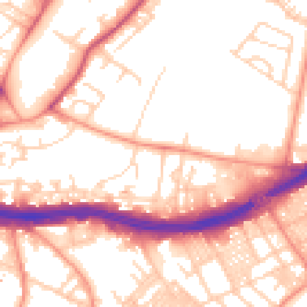 Daytime road noise heatmap for LS9 7RU