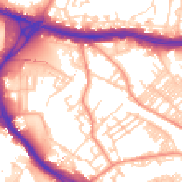 Daytime road noise heatmap for LS9 8DU