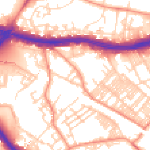 Daytime road noise heatmap for LS9 8JA