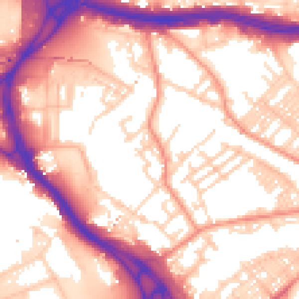 Daytime road noise heatmap for LS9 8JY