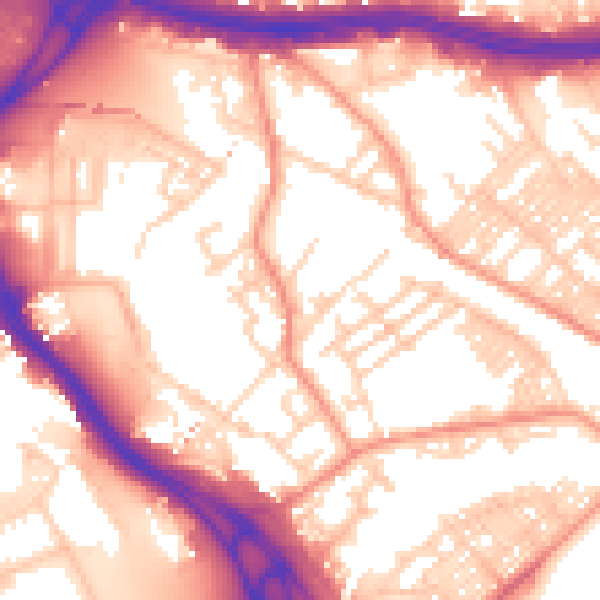 Daytime road noise heatmap for LS9 8NH