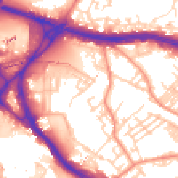 Daytime road noise heatmap for LS9 8PD