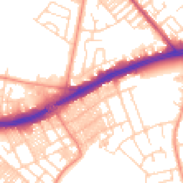 Daytime road noise heatmap for LS9 9DN