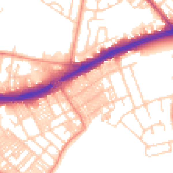 Daytime road noise heatmap for LS9 9DS