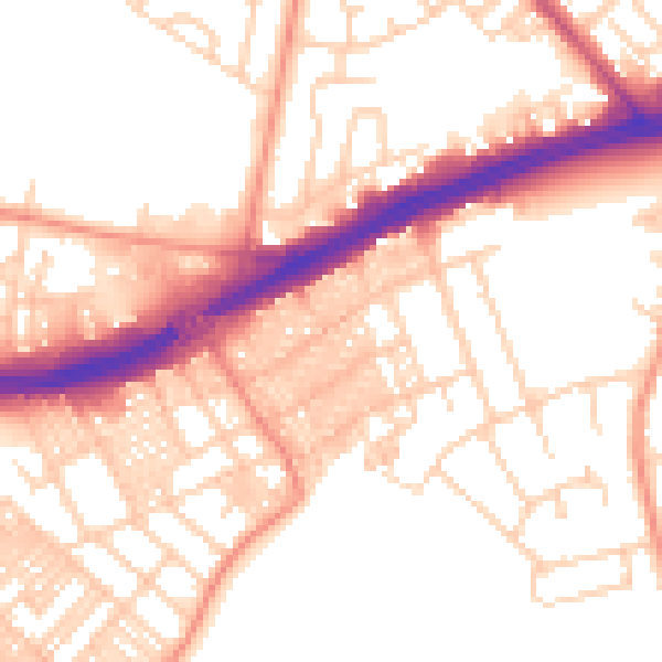 Daytime road noise heatmap for LS9 9DT