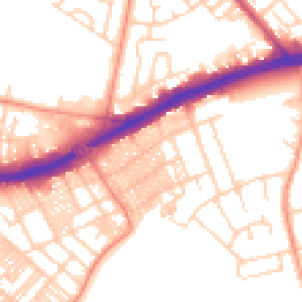 Daytime road noise heatmap for LS9 9DZ