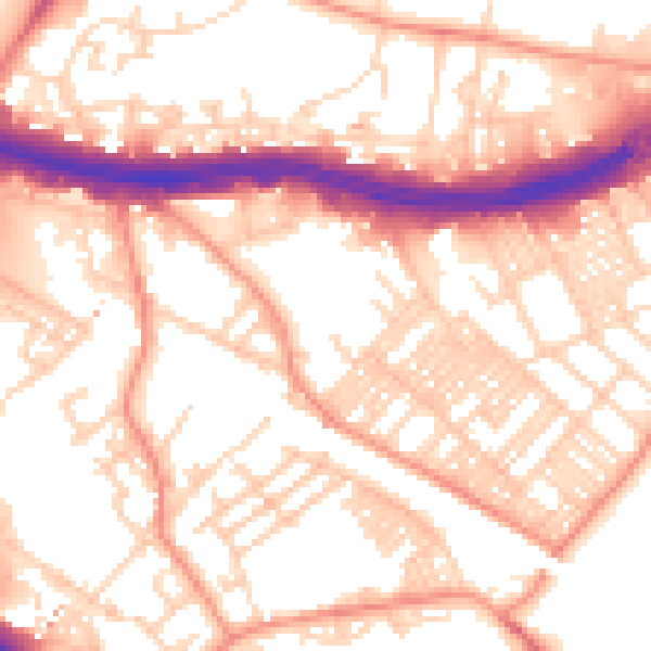 Daytime road noise heatmap for LS9 9HH