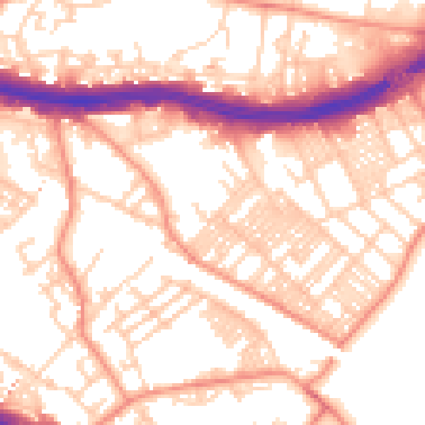 Daytime road noise heatmap for LS9 9JB