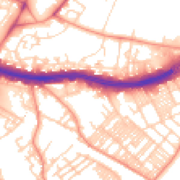 Daytime road noise heatmap for LS9 9LF
