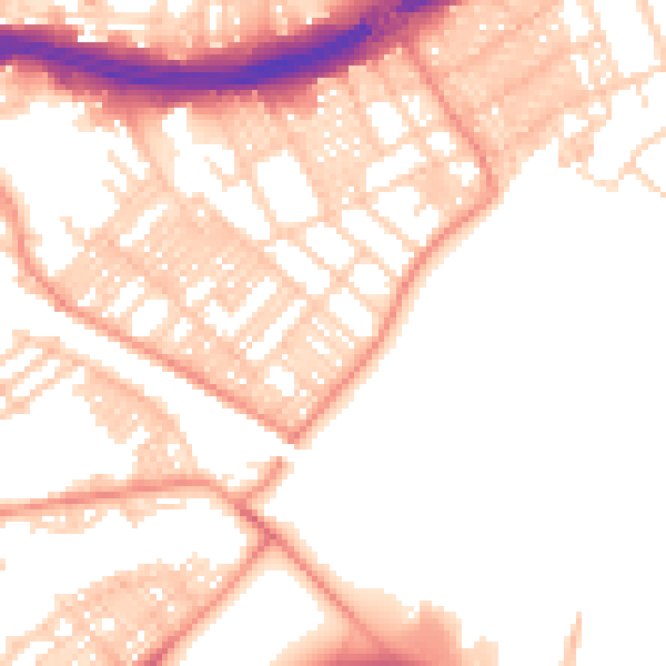 Daytime road noise heatmap for LS9 9NW