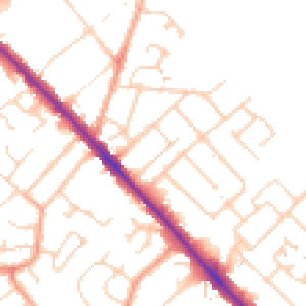 Daytime road noise heatmap for LU5 4AA