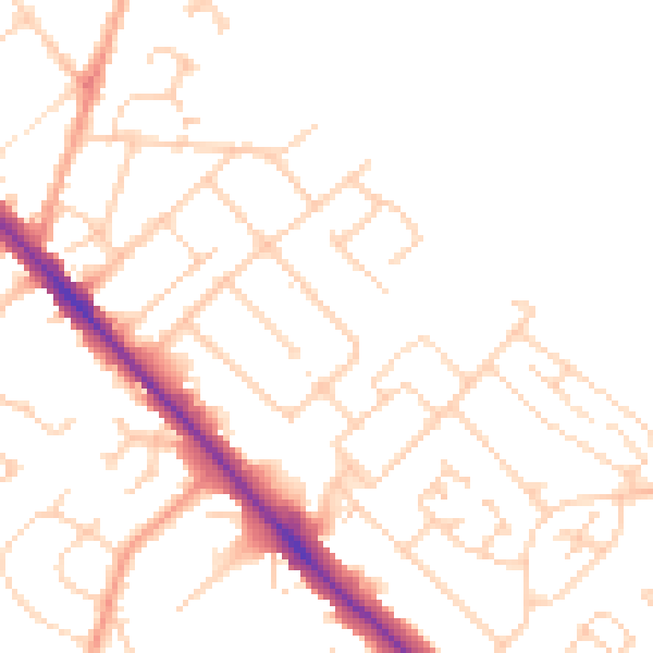 Daytime road noise heatmap for LU5 4AJ