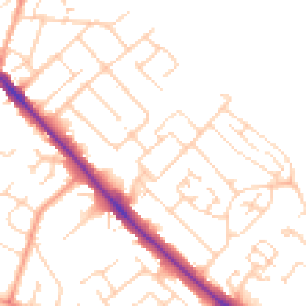 Daytime road noise heatmap for LU5 4AP