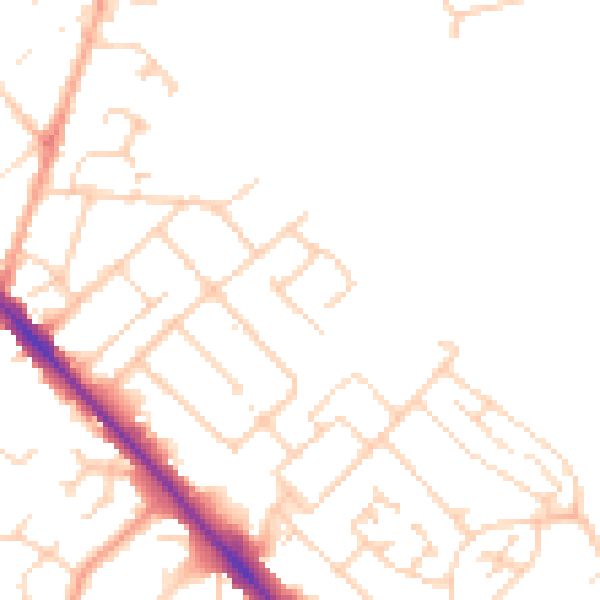 Daytime road noise heatmap for LU5 4AQ