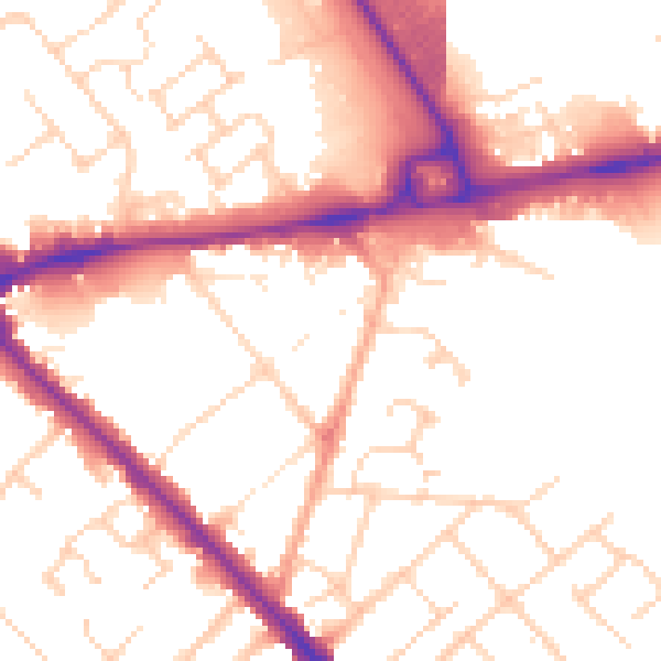 Daytime road noise heatmap for LU5 4BD