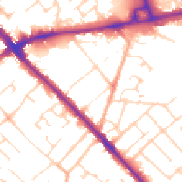 Daytime road noise heatmap for LU5 4BG