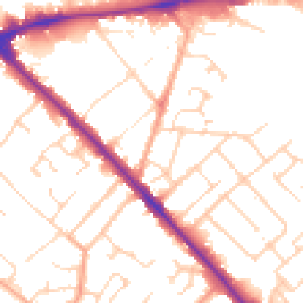 Daytime road noise heatmap for LU5 4BP