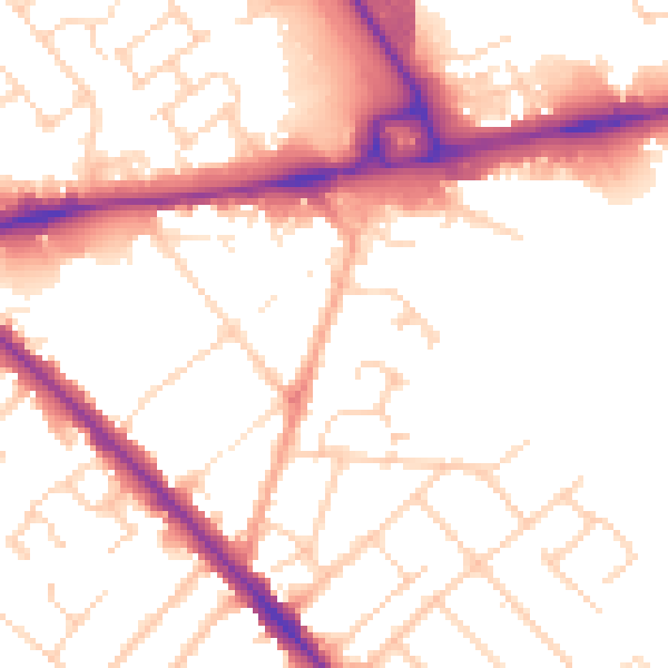 Daytime road noise heatmap for LU5 4BT