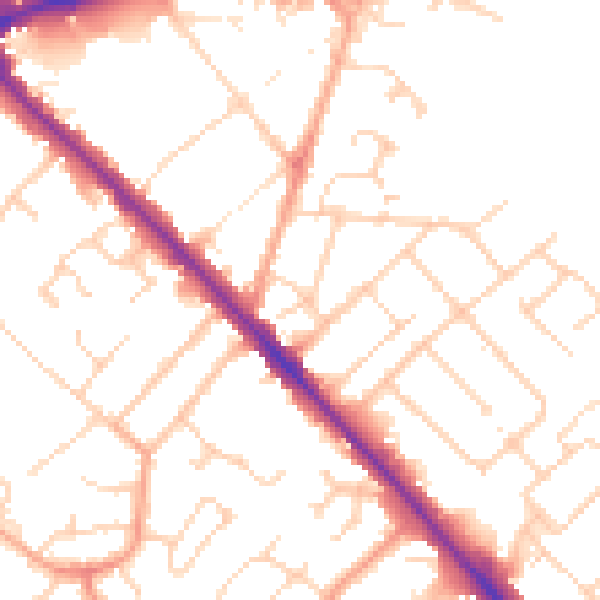 Daytime road noise heatmap for LU5 4BX