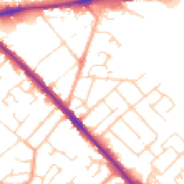 Daytime road noise heatmap for LU5 4BY