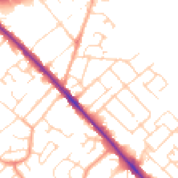 Daytime road noise heatmap for LU5 4BZ