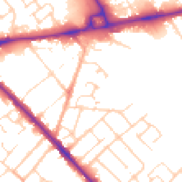 Daytime road noise heatmap for LU5 4DG
