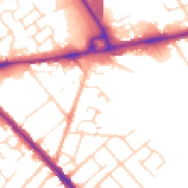 Daytime road noise heatmap for LU5 4DJ