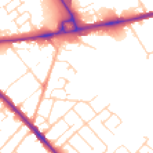 Daytime road noise heatmap for LU5 4DQ