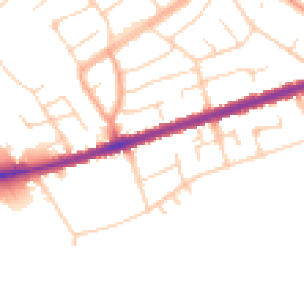 Daytime road noise heatmap for LU5 4FH