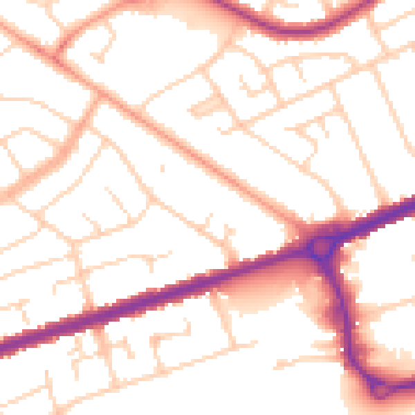 Daytime road noise heatmap for LU5 4NH