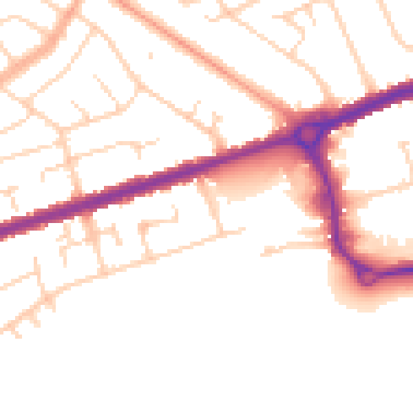 Daytime road noise heatmap for LU5 4QB