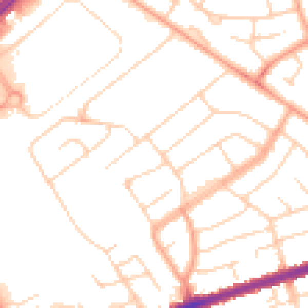 Daytime road noise heatmap for LU5 4QY