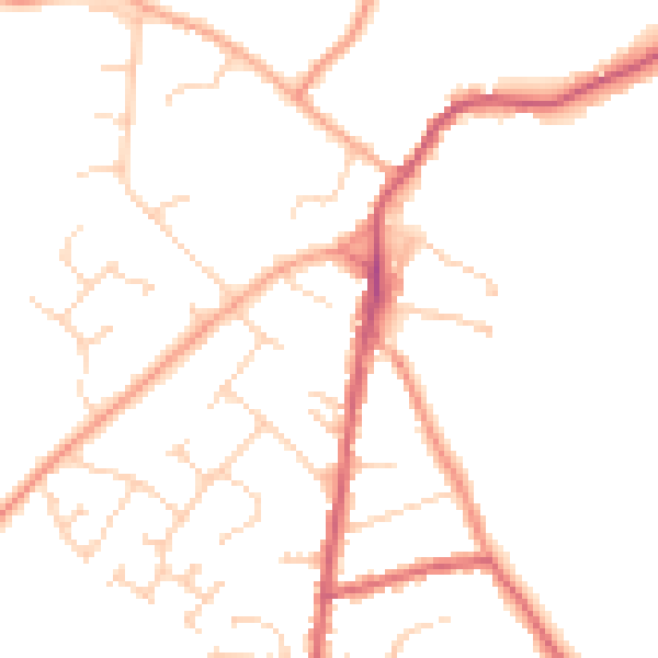 Daytime road noise heatmap for LU5 6FR