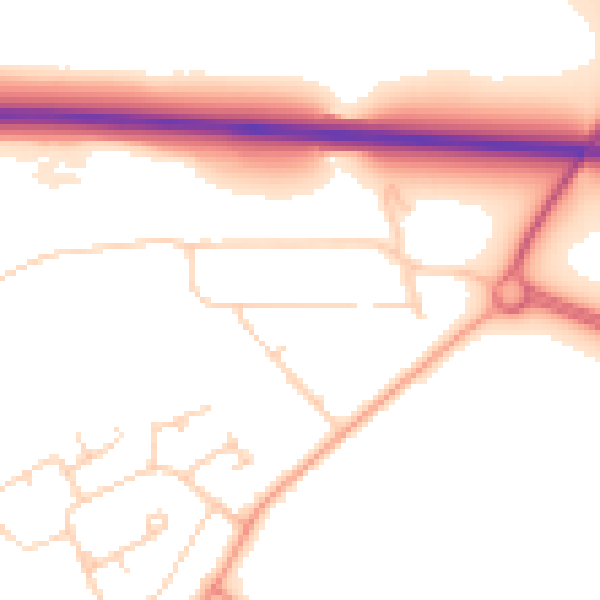 Daytime road noise heatmap for LU5 7AE