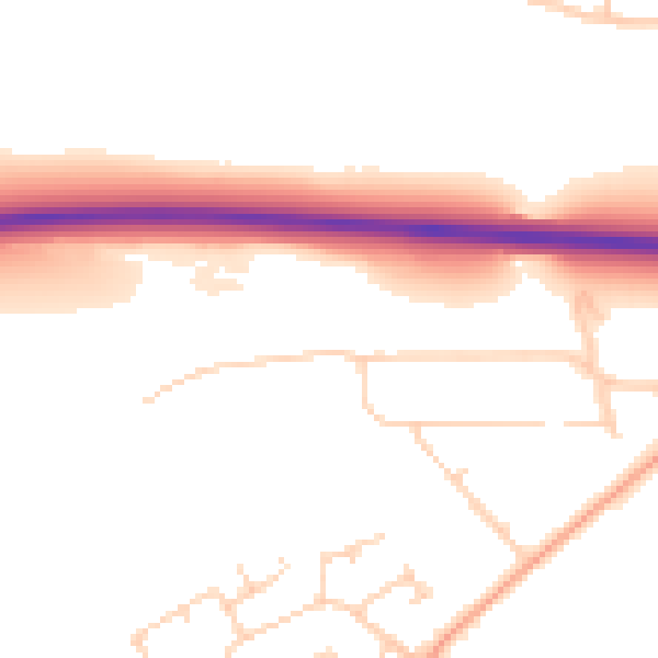 Daytime road noise heatmap for LU5 7AZ