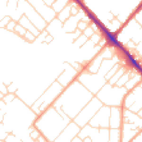 Daytime road noise heatmap for LU6 1BB