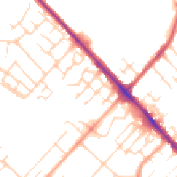 Daytime road noise heatmap for LU6 1BF