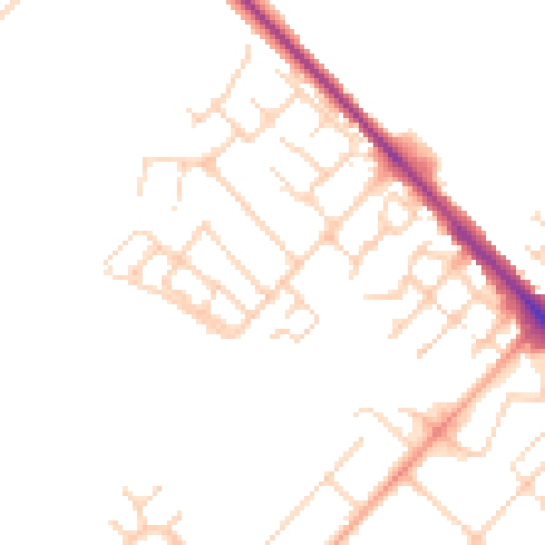 Daytime road noise heatmap for LU6 1BH
