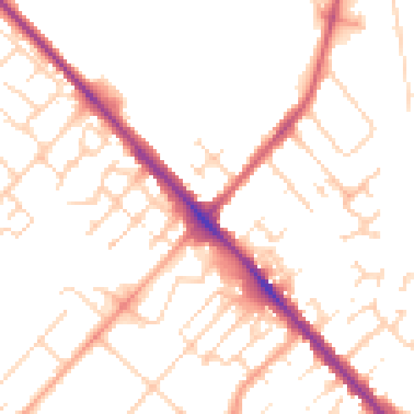 Daytime road noise heatmap for LU6 1DA