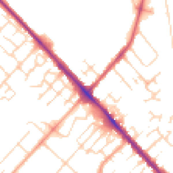 Daytime road noise heatmap for LU6 1DD