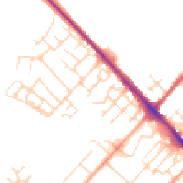 Daytime road noise heatmap for LU6 1DE