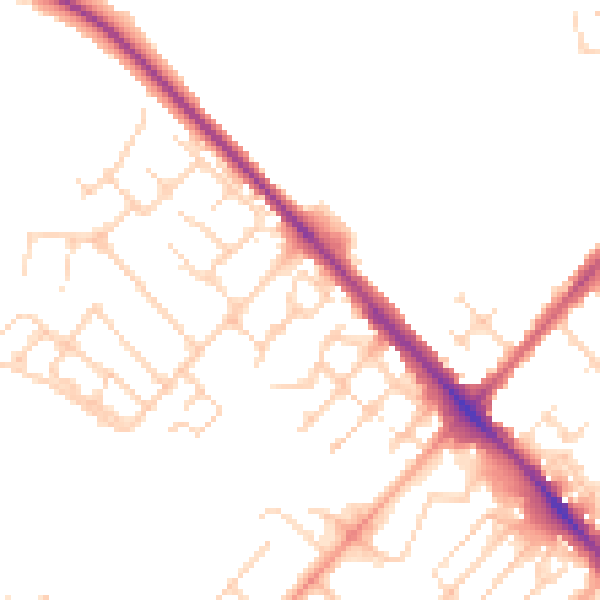 Daytime road noise heatmap for LU6 1DF