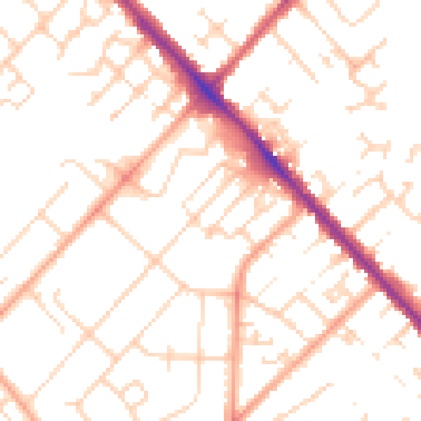 Daytime road noise heatmap for LU6 1DN