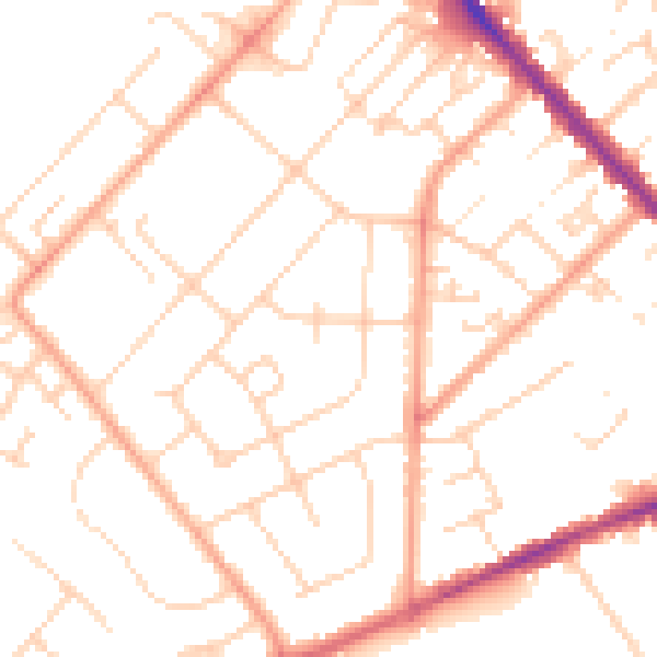 Daytime road noise heatmap for LU6 1EB