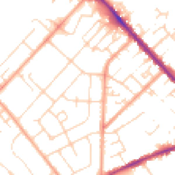 Daytime road noise heatmap for LU6 1ED