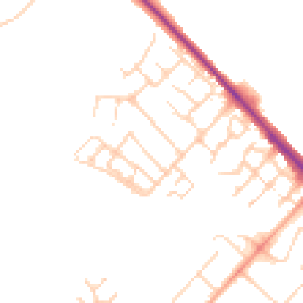 Daytime road noise heatmap for LU6 1FR