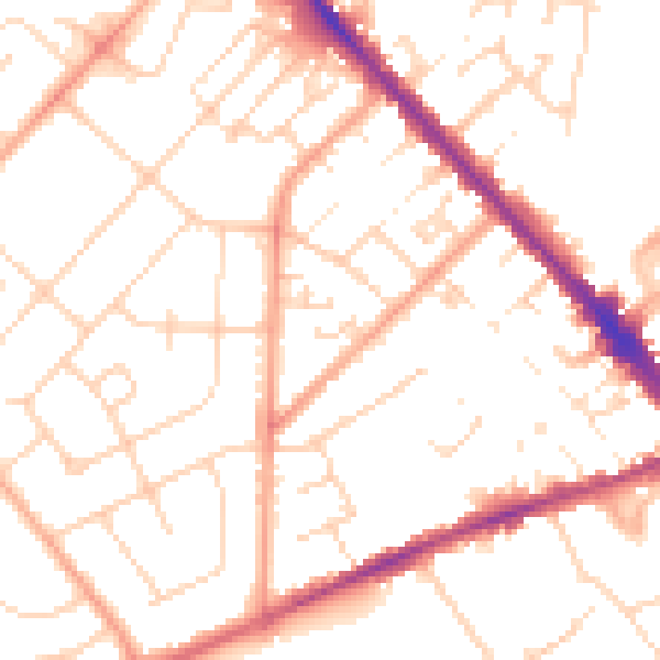 Daytime road noise heatmap for LU6 1HD