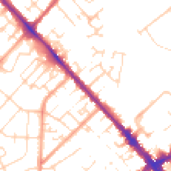 Daytime road noise heatmap for LU6 1LN