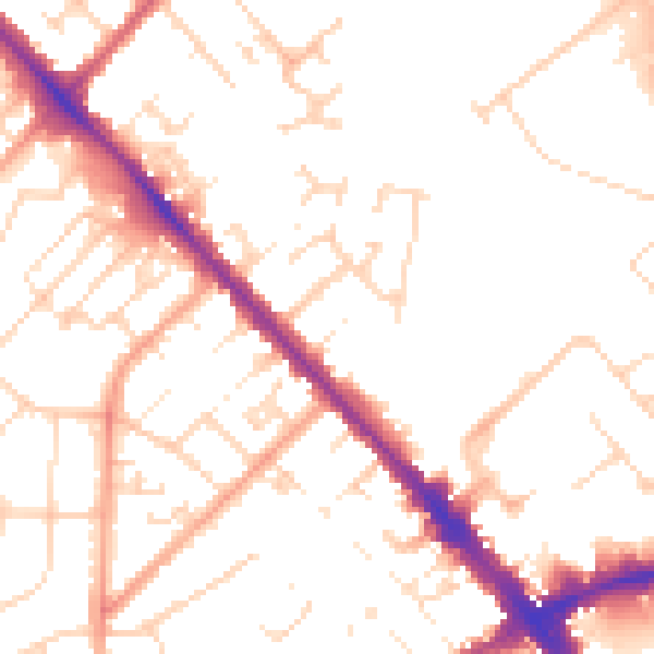Daytime road noise heatmap for LU6 1NP